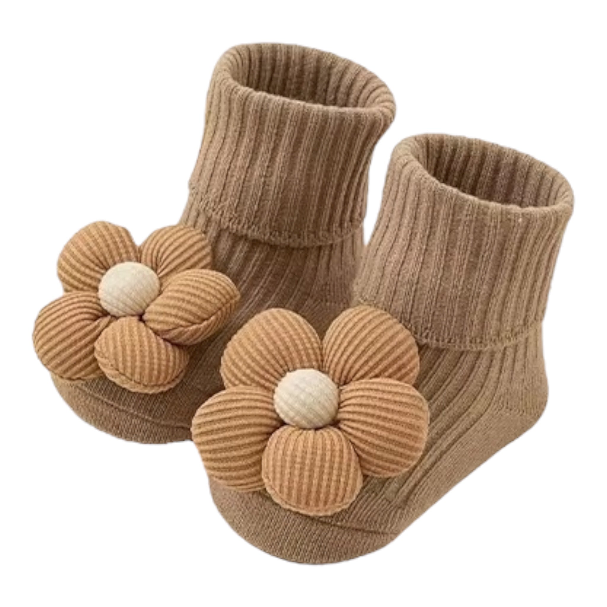 Brown Blossom Baby Socks