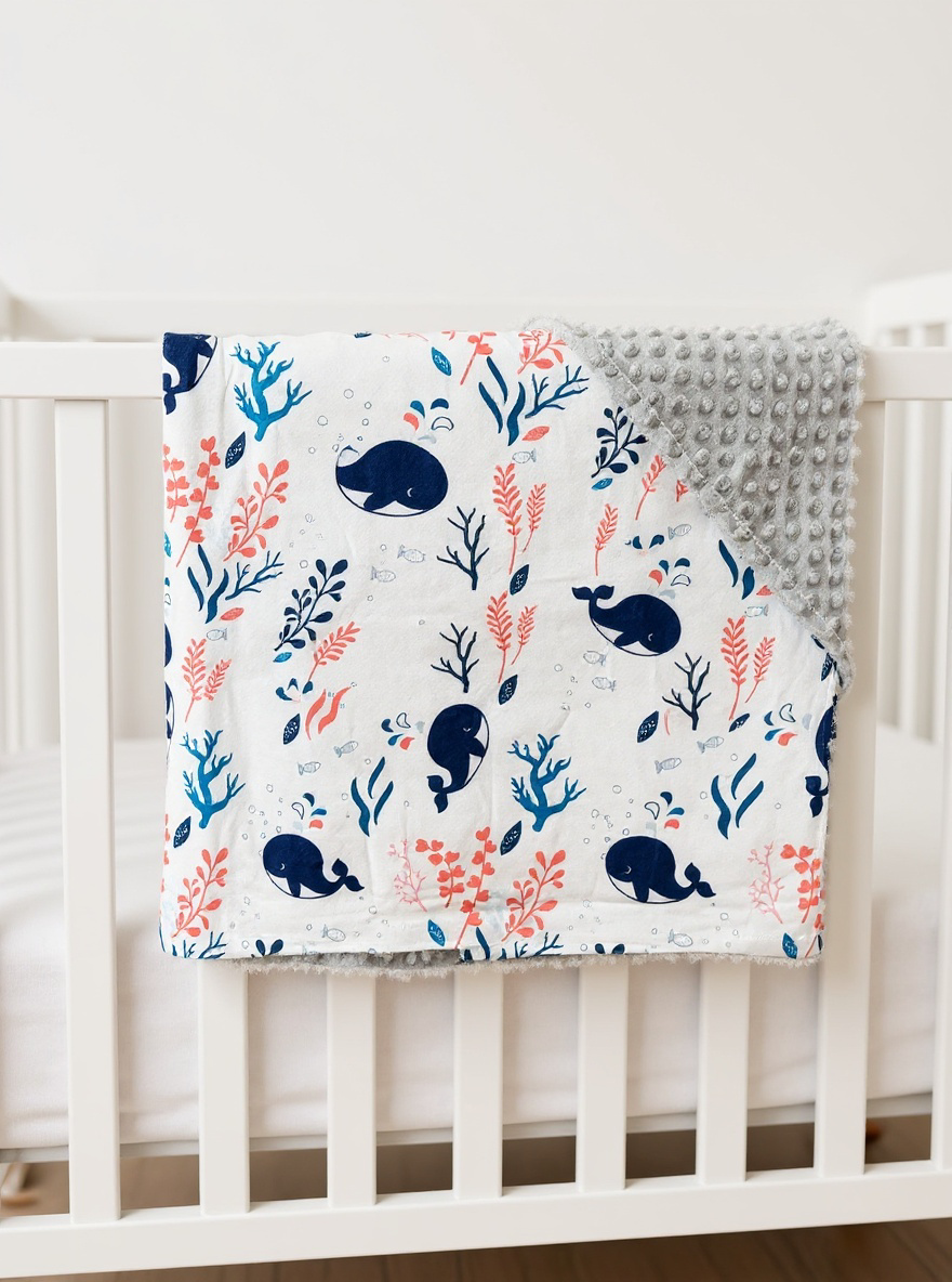 Whale’s Wonder Minky Dot Blanket