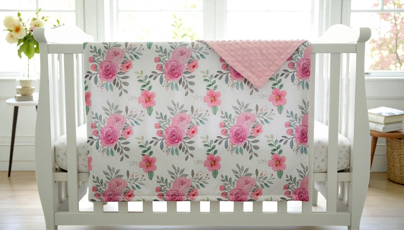 Rosie's Bloom Minky Dot Blanket