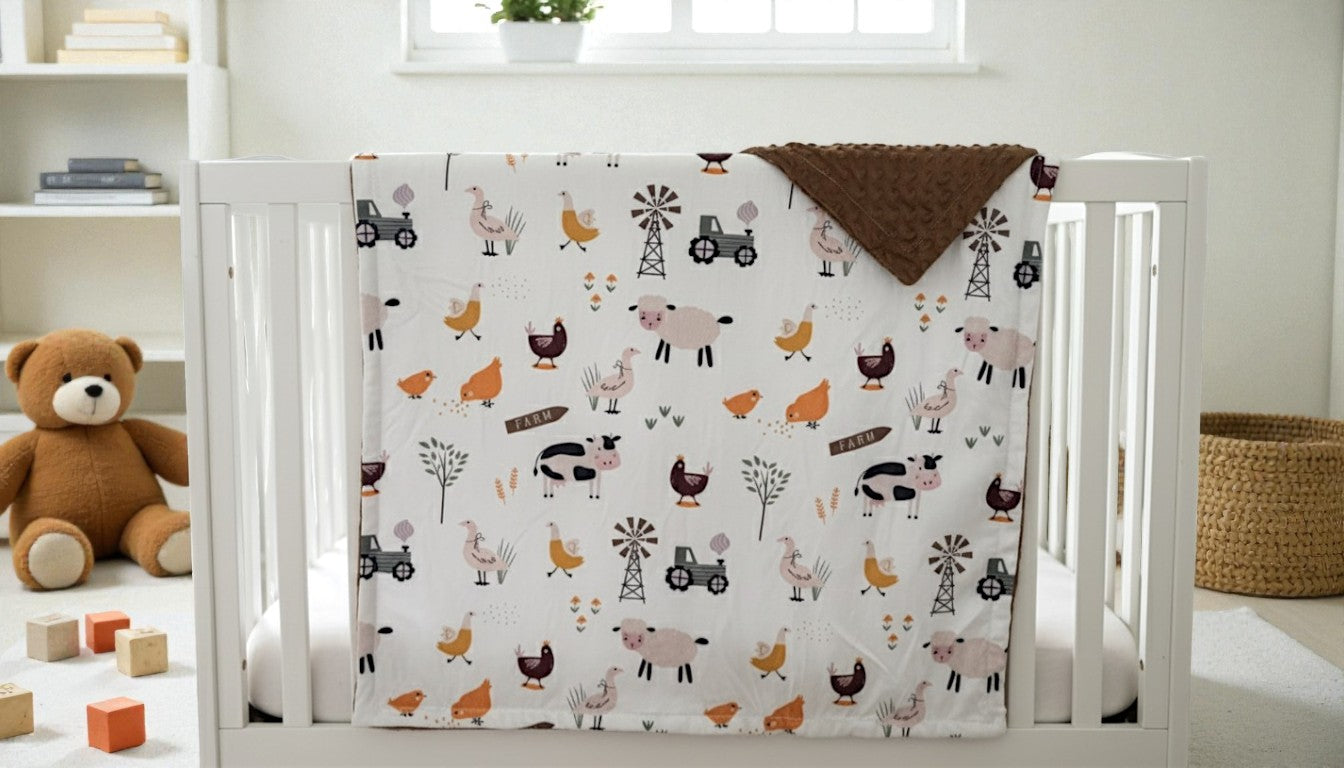 Little Farmer Minky Dot Blanket