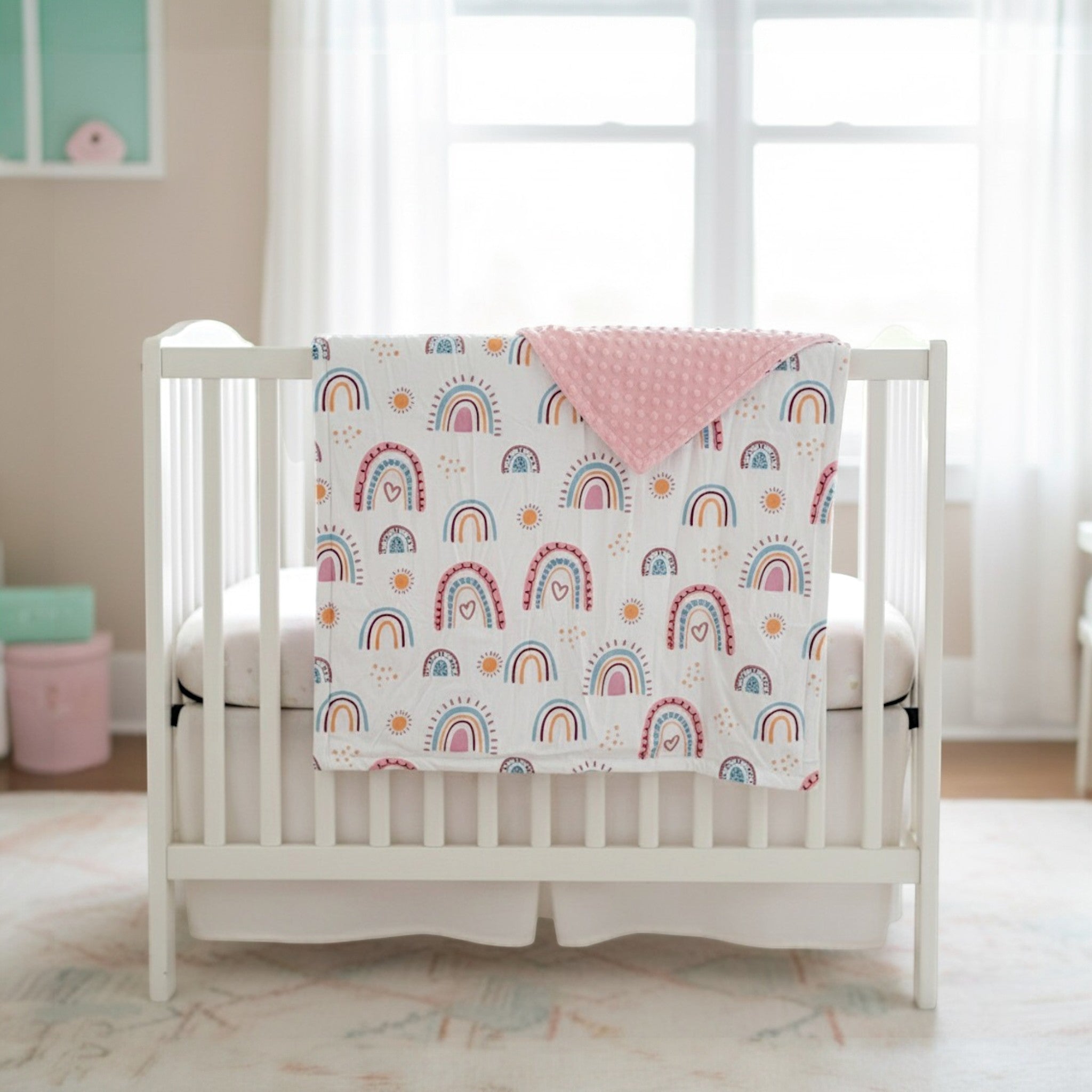 Lovely Rainbow Minky Dot Blanket