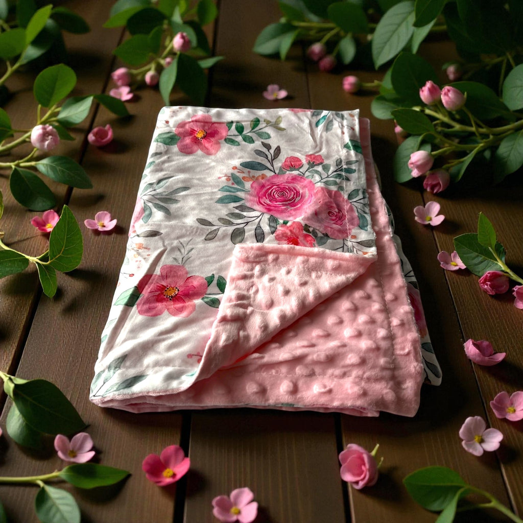 Rosie's Bloom Minky Dot Blanket