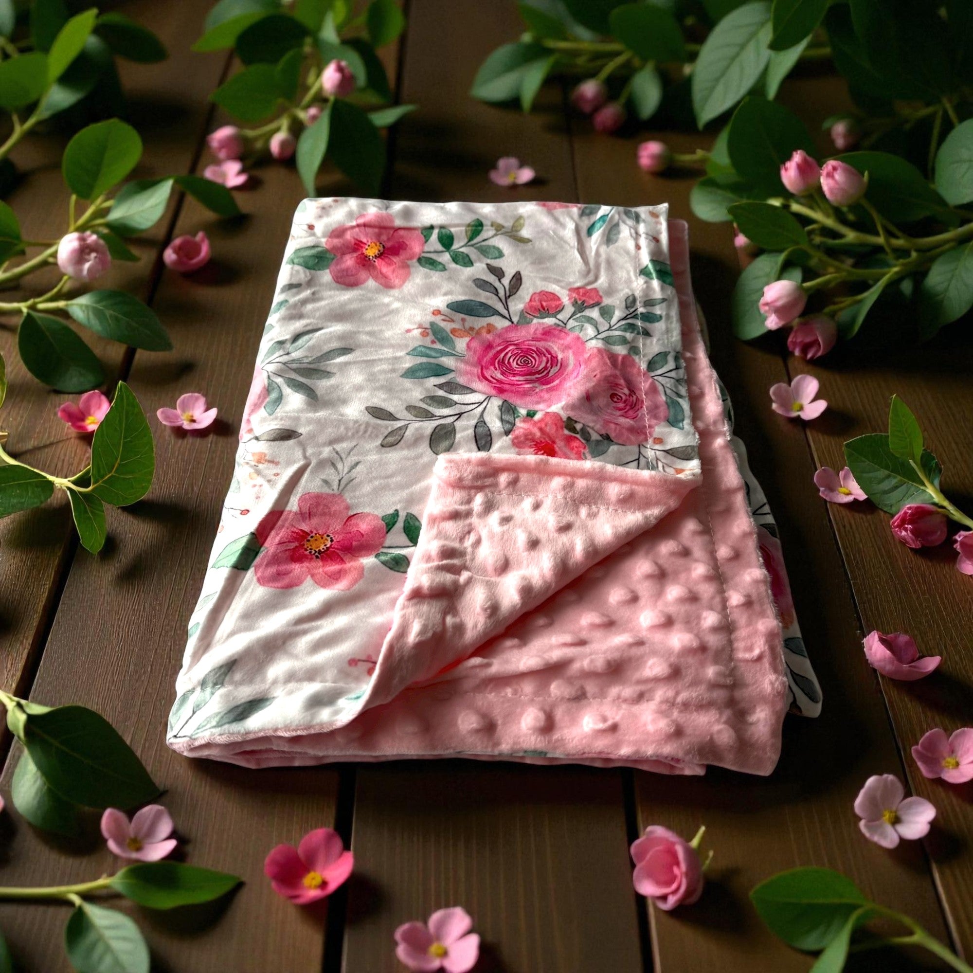Rosie's Bloom Minky Dot Blanket