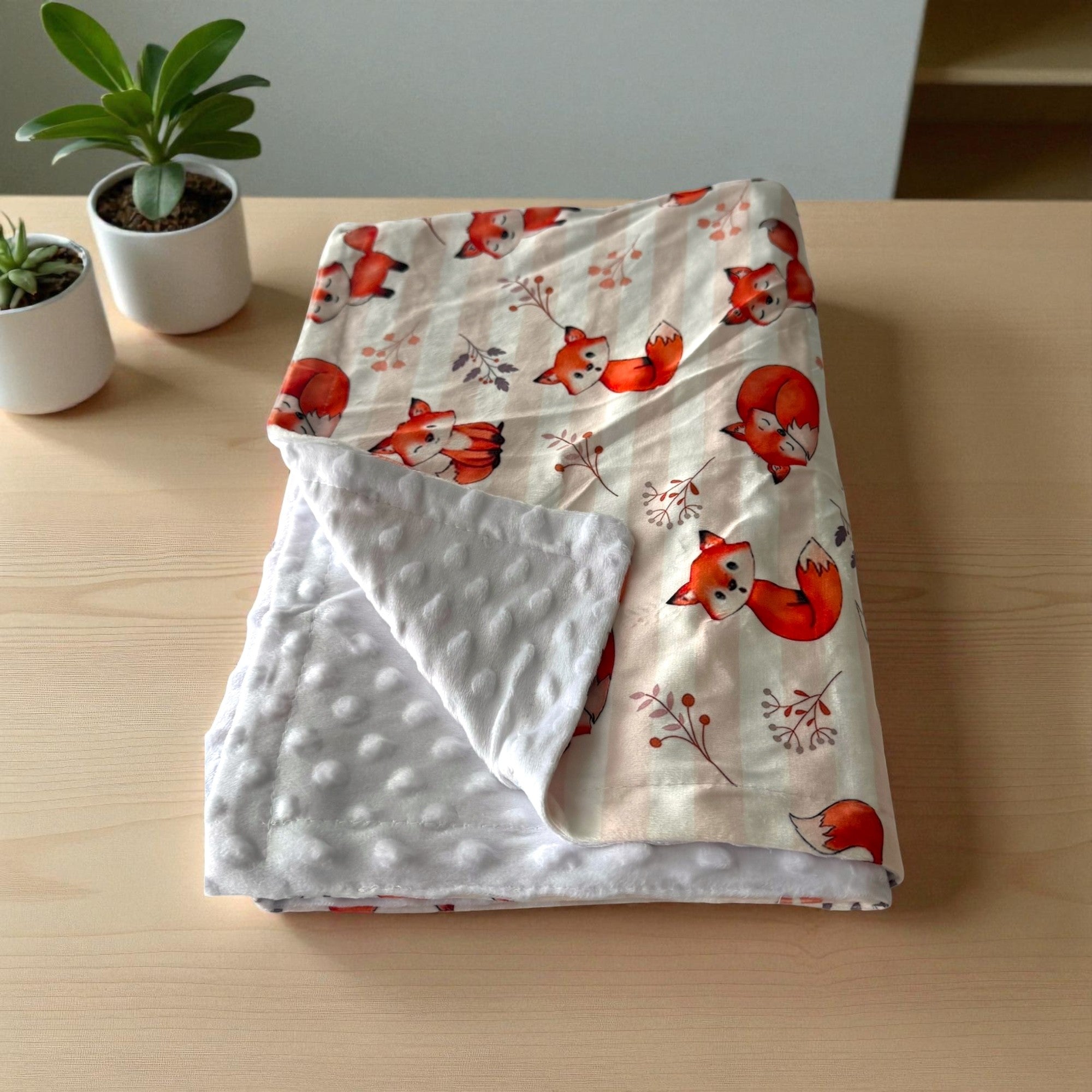 Foxy Snuggle Minky Dot Blanket