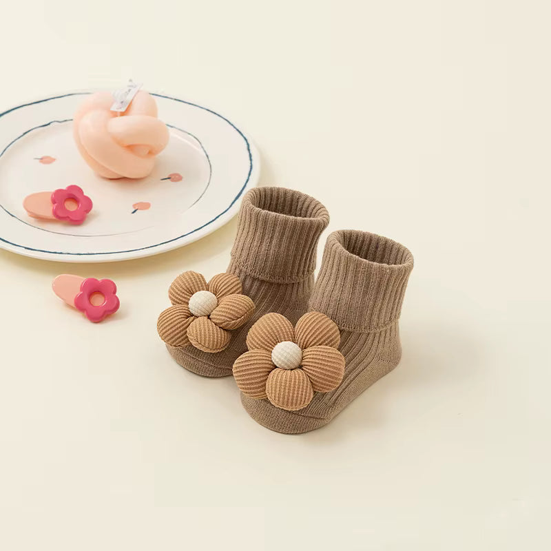 Brown Blossom Baby Socks