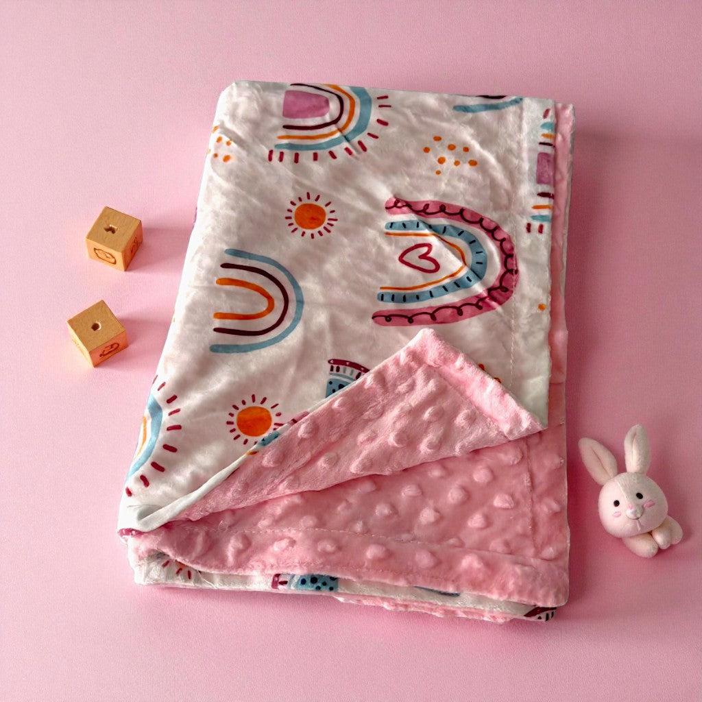 Lovely Rainbow Minky Dot Blanket